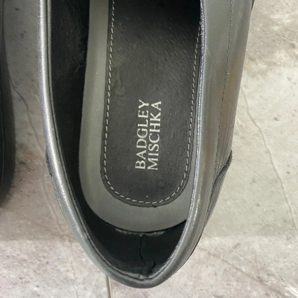 Badgley Mischka Mens Black Leather Star Studded Slip On Sneakers Size 12 Loafers